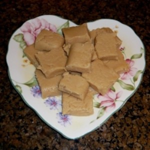 Peanut Butter Fudge on Heart Shape plate